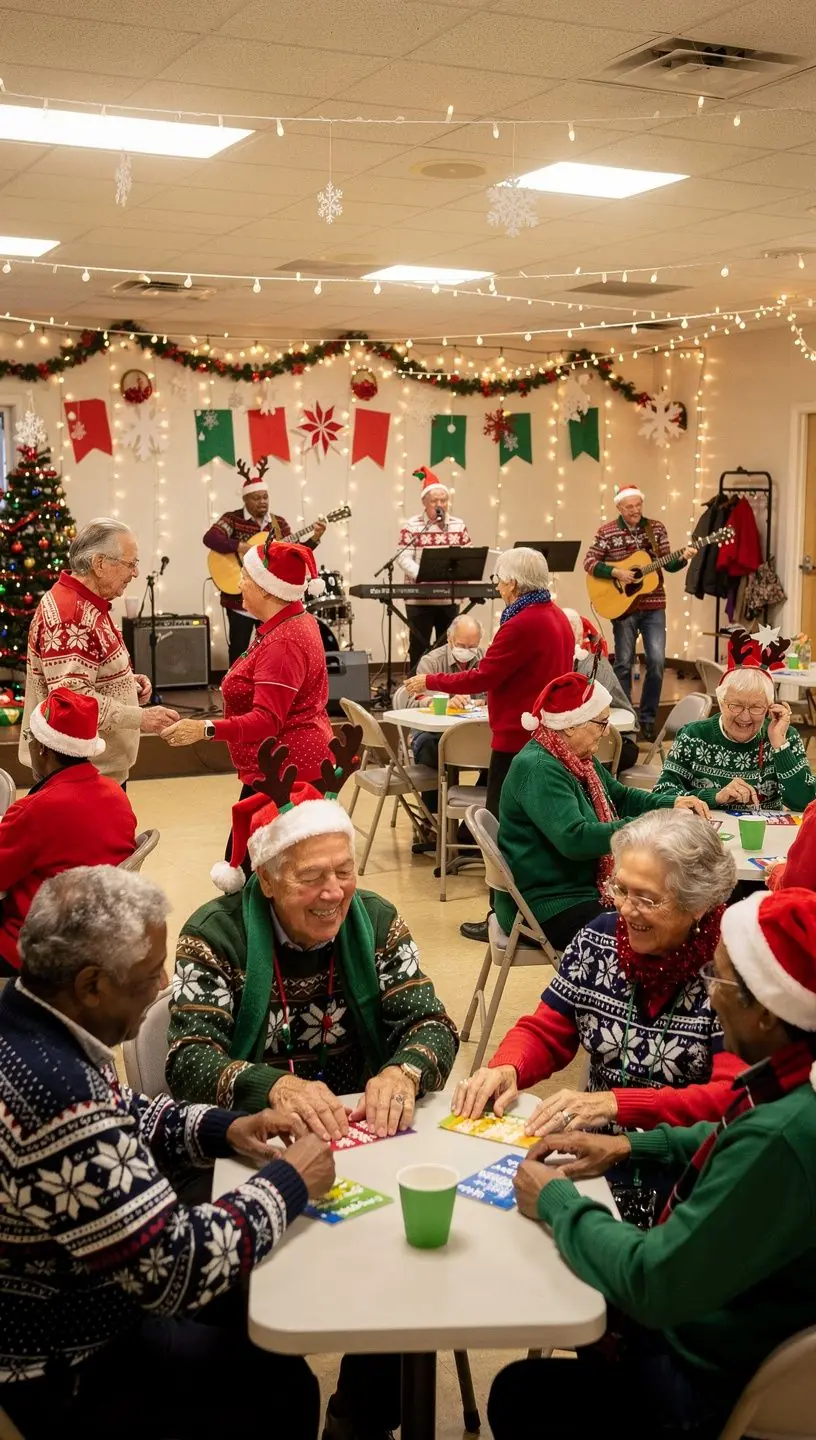 Active aging studio with seniors dancing and engaging.